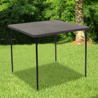 Flash Furniture DAD-LF-86-DG-GG 34'' Square Bi-Fold Dark Gray Plastic Folding Table with Carrying Handle 